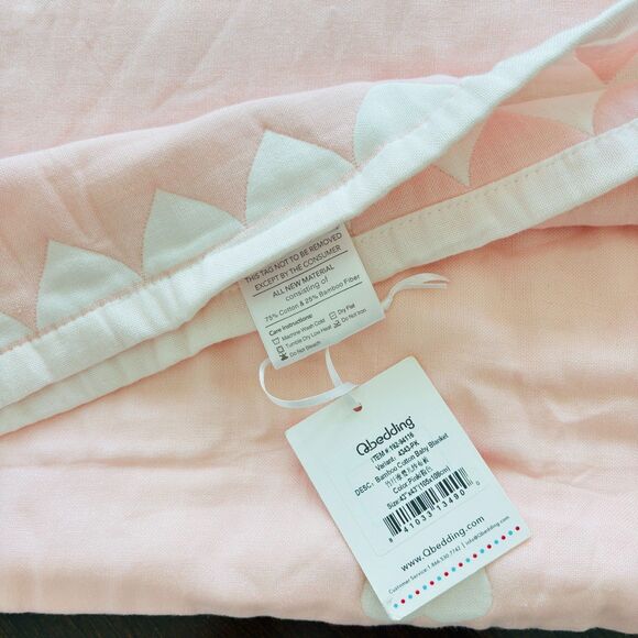 Bamboo Cotton Crib Baby Blanket QBedding Pink Baby Girl Blanket 43 X 43 Soft NWT - Picture 1 of 8